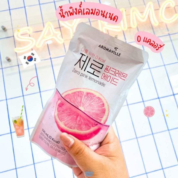 เครื่องดื่มเกาหลี น้ำพิงค์เลมอนเนด 0 แคลอรี่ Aromaville Pink Lemonade